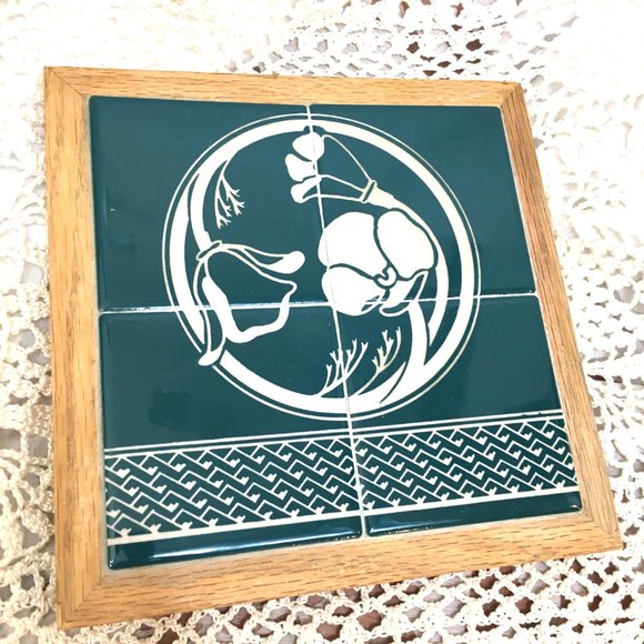 Trivet C Engelbrecht Alaskan Sand Carved Floral Art Tile Vtg ‘90 - Picture 2 of 7